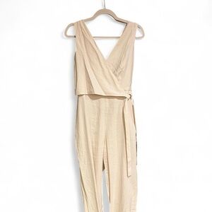 Elegant Cream Wrap Jumpsuit